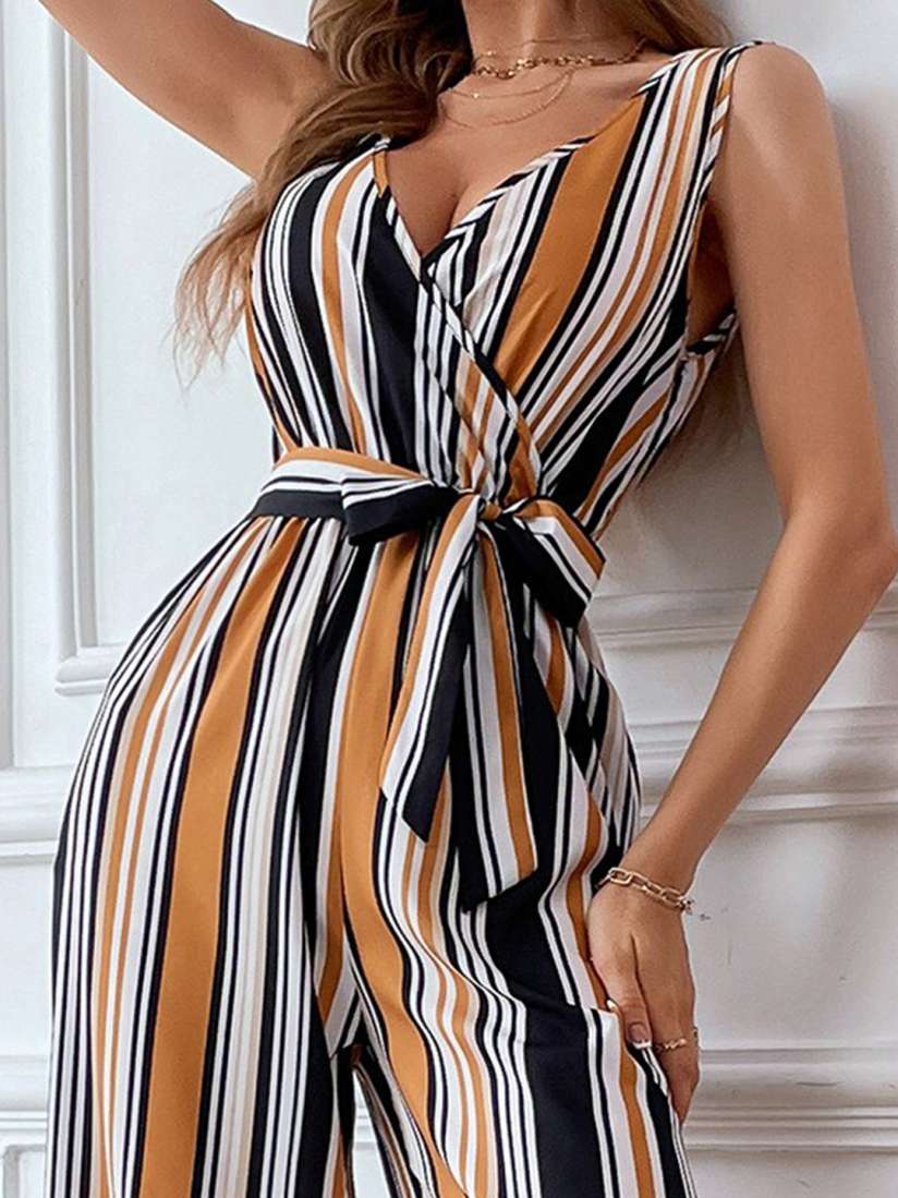 White and black striped jumpsuit 2025