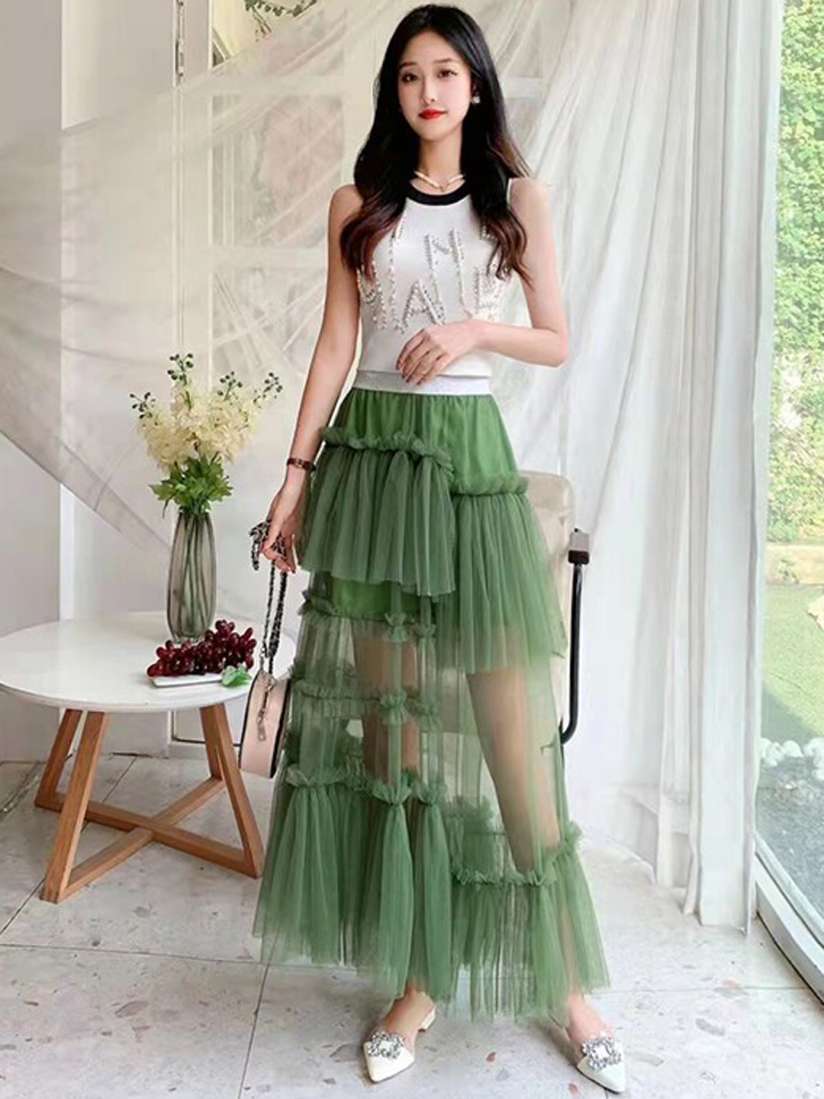 Buy StyleCast Green Ruffles Flared Maxi Skirt Skirts for Women 25651652 Myntra