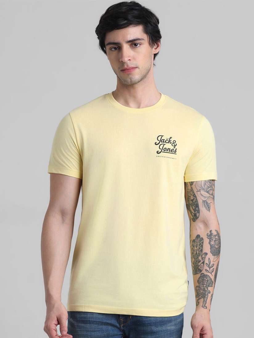 Buy Jack Jones Slim Fit Pure Cotton T shirt Tshirts for Men 25653296 Myntra