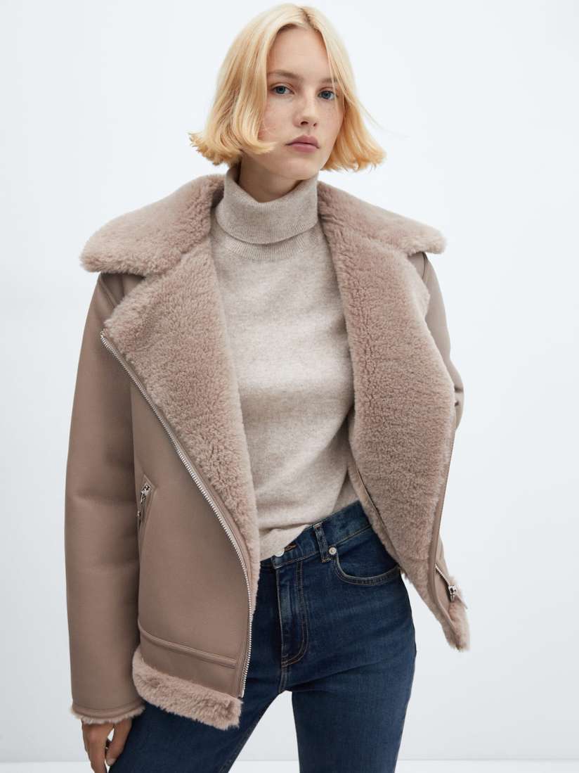 Faux shearling jacket mango shop