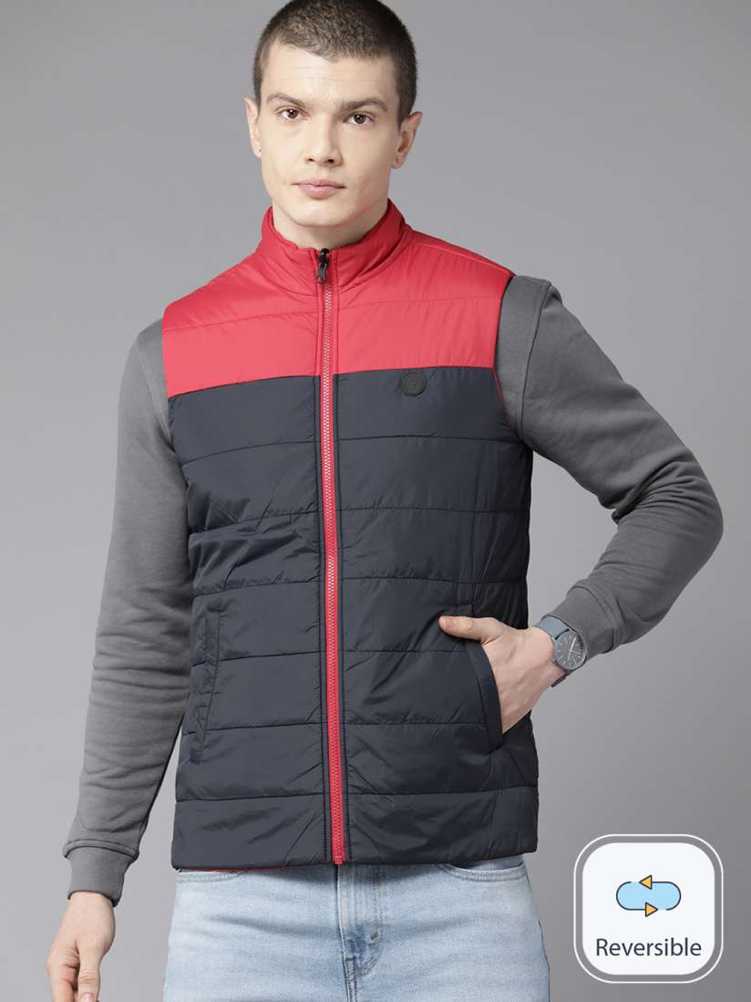 Buy Van Heusen Mock Collar Sleeveless Slim Fit Reversible Padded Jacket Jackets for Men 25655354 Myntra