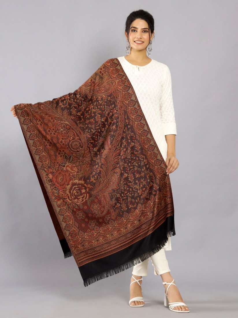 Buy HANDICRAFT PALACE Floral Woven Design Wool Shawl Shawl for Women 25665750 Myntra