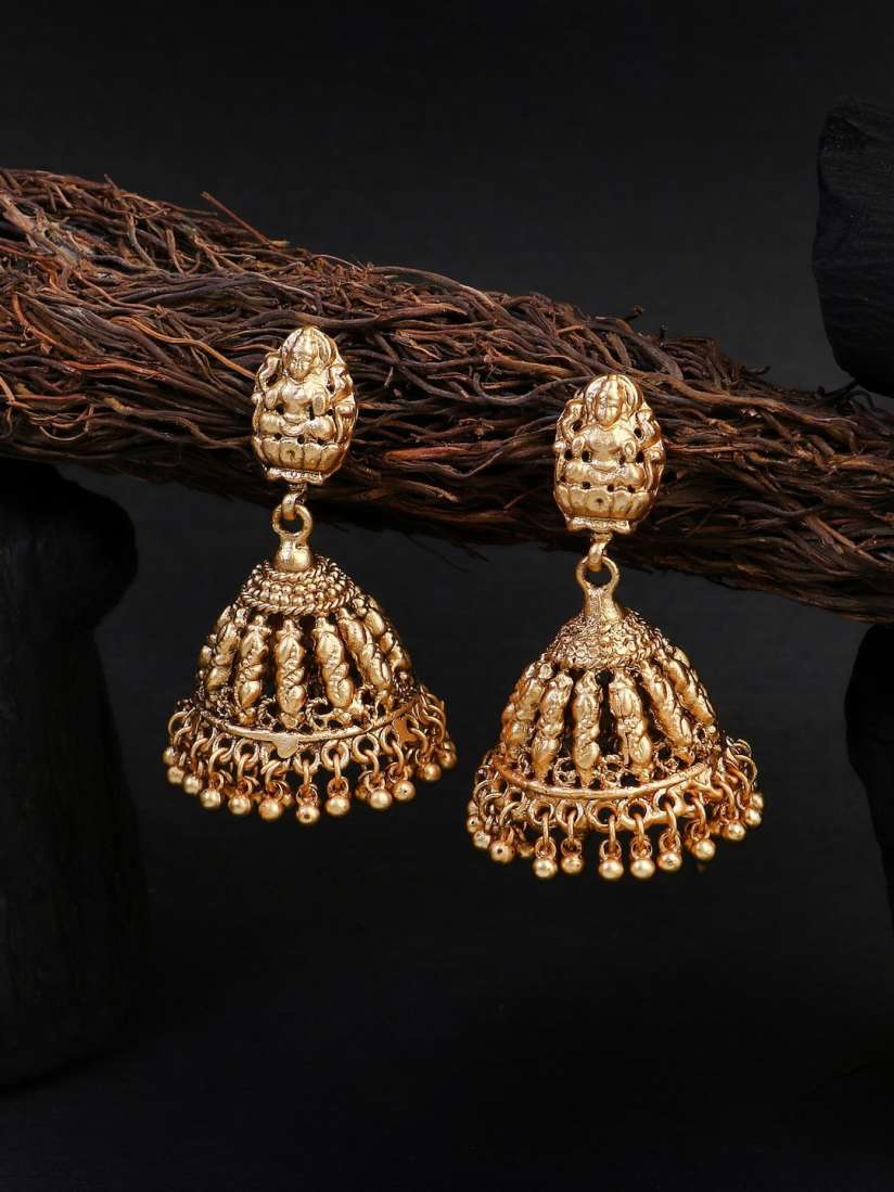 Buy Adwitiya Collection Gold Plated Temple Jhumkas Earrings for Women 25677916 Myntra