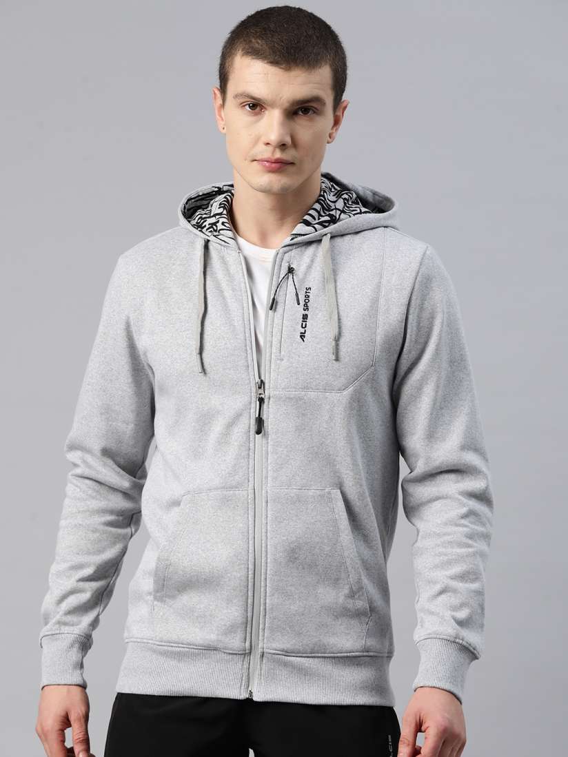 Men solid pocket zip up jacket online