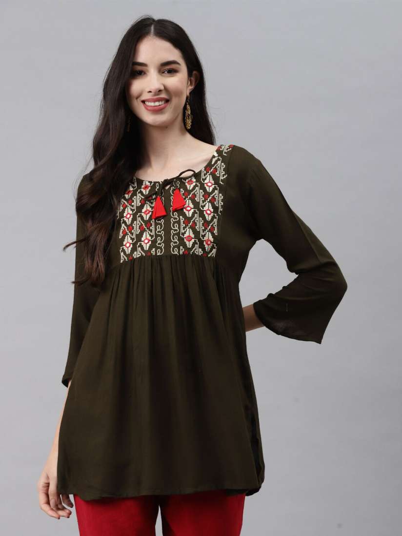 Buy JC4U Ethnic Motifs Yoke Design Mirror Work A Line Kurti Kurtis for Women 25683468 Myntra