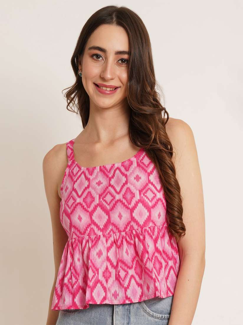 Buy COTLAND FASHION Geometric Printed Cotton Peplum Top Tops for Women 25685654 Myntra