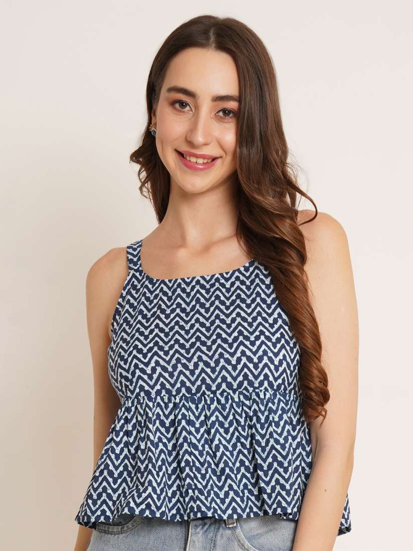 Buy COTLAND FASHION Geometric Printed Cotton Peplum Top Tops for Women 25685658 Myntra