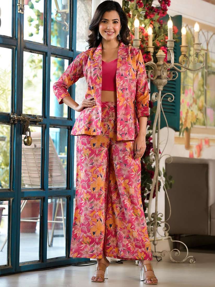 Crop top palazzo with jacket myntra sale