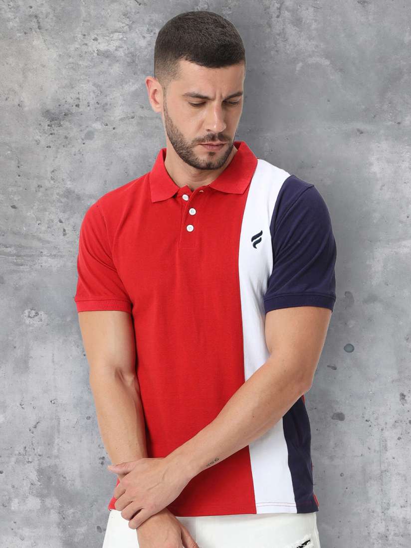 Buy fanideaz Colourblocked Polo Collar Pure Cotton T shirt Tshirts for Men 25690256 Myntra