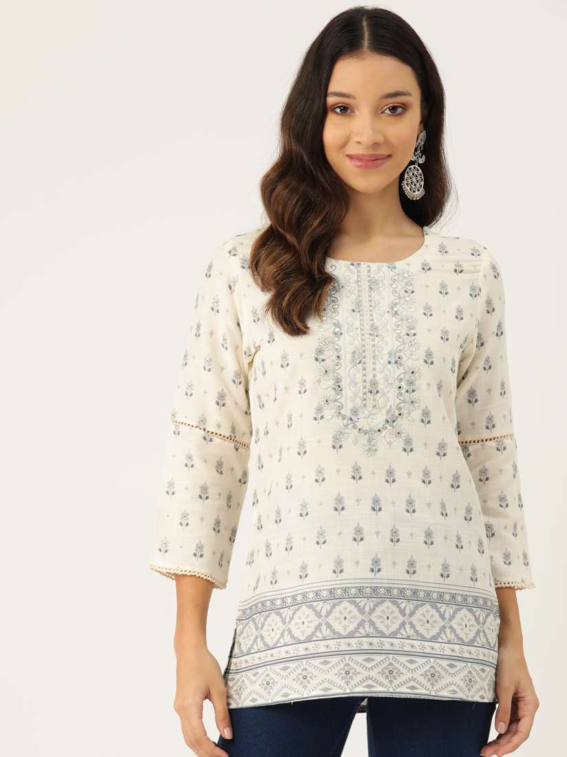 Buy Rue Collection Floral Printed Pure Cotton Kurti Kurtis for Women 25693274 Myntra