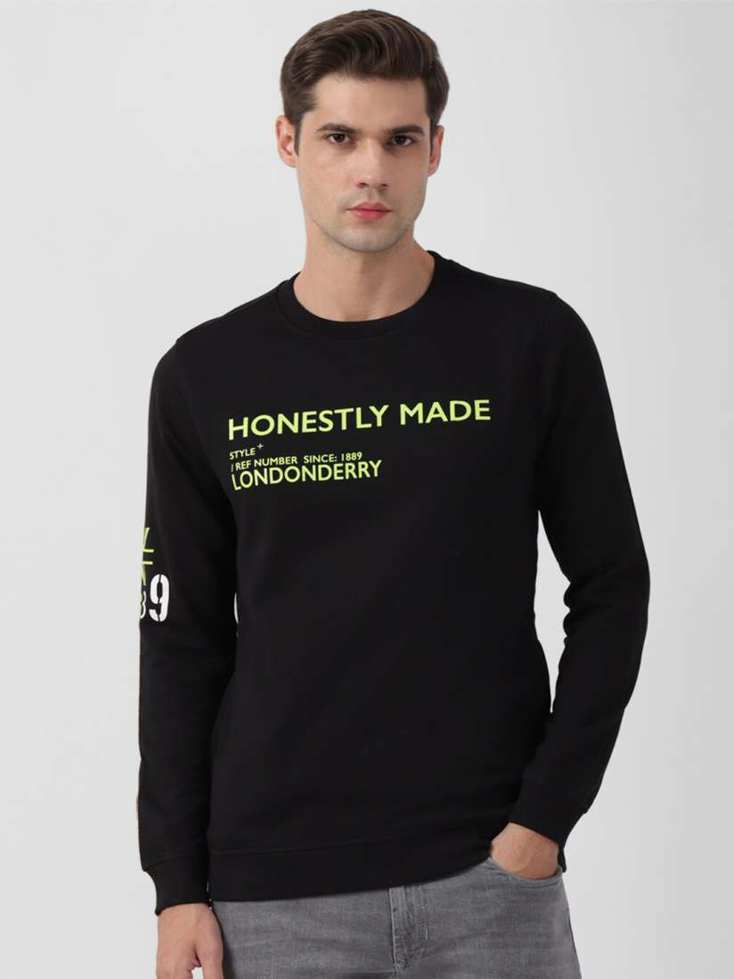 Buy Peter England Casuals Men Black Printed Sweatshirt Sweatshirts for Men 25701760 Myntra