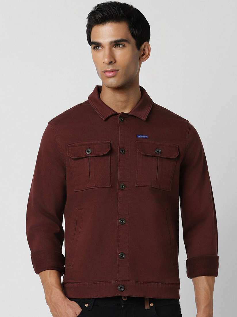 Buy VAN HEUSEN DENIM LABS Men Maroon Washed Denim Jacket Jackets for Men 25702174 Myntra