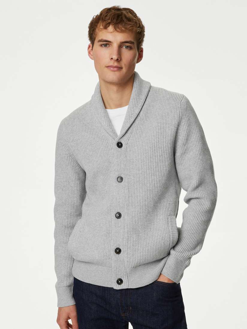 Buy Marks Spencer Ribbed Shawl Collar Cardigan Sweater Sweaters for Men 25703184 Myntra