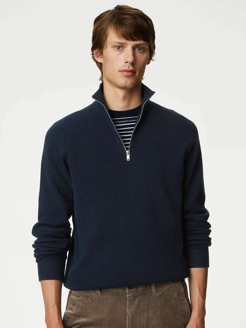 Buy Marks Spencer Mock Collar Half Zipper Pullover Sweater Sweaters for Men 25703224 Myntra