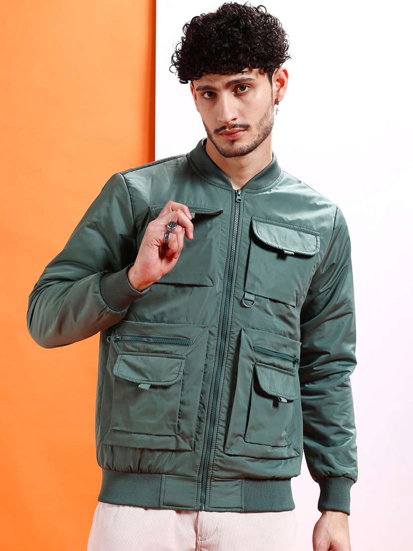 Buy The Indian Garage Co Men Green Striped Outdoor Varsity Jacket Jackets for Men 25704200 Myntra