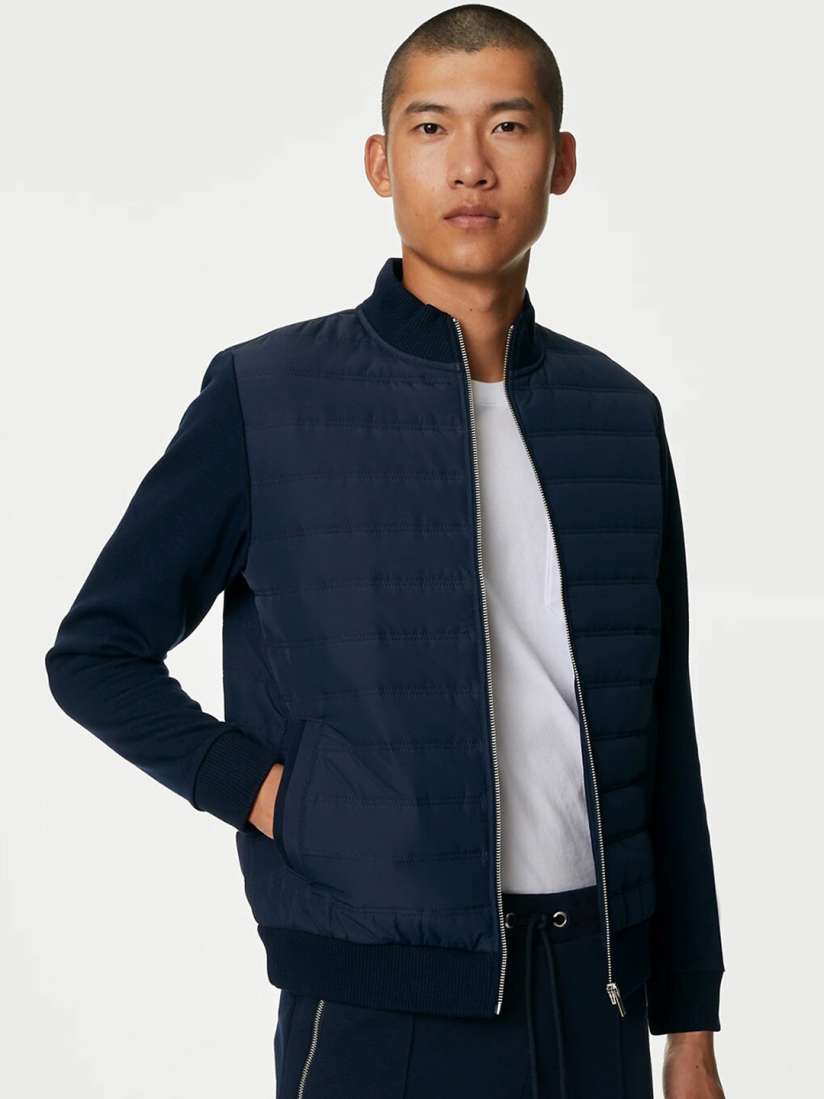 Navy blue longline jacket top