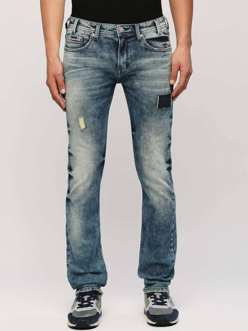 Buy Pepe Jeans Men Blue Slim Fit Low Distress Heavy Fade Stretchable Jeans Jeans for Men 25706712 Myntra