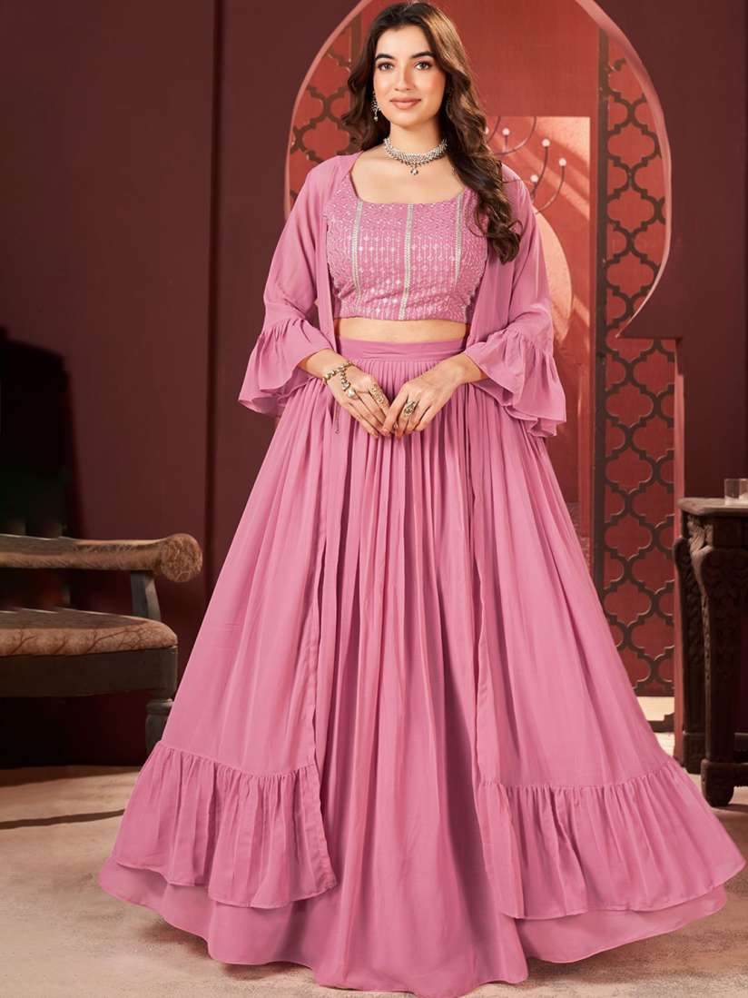 Buy KALINI Embroidered Sequined Ready to Wear Lehenga Blouse With Shrug Lehenga Choli for Women 25723742 Myntra