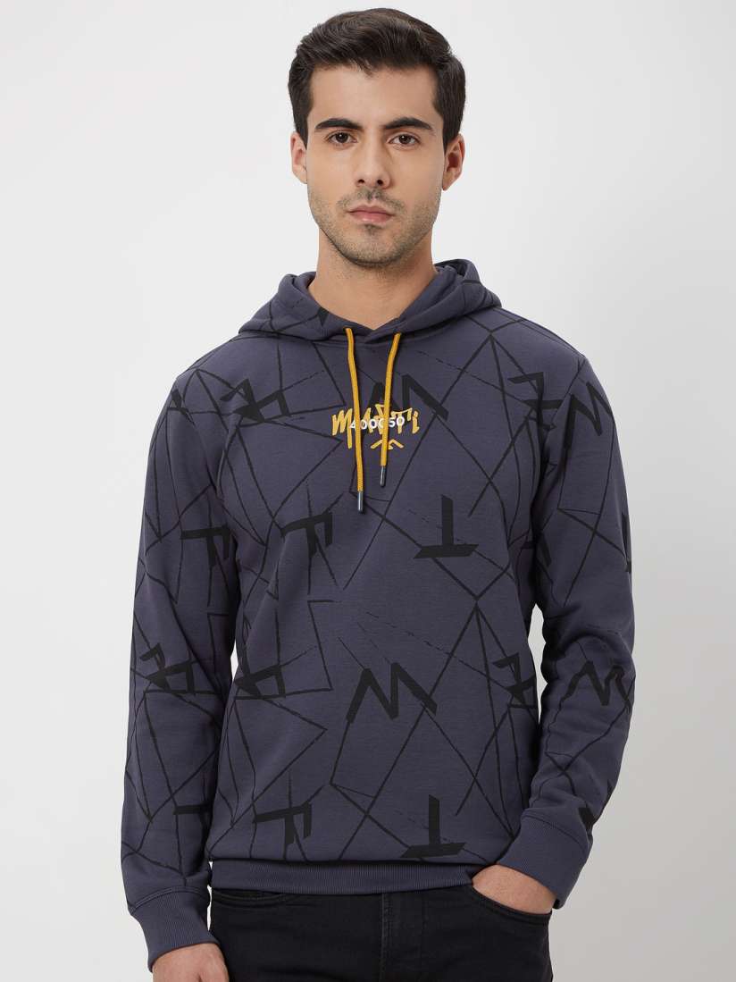 Buy Mufti Typography Printed Hooded Cotton Pullover Sweatshirt Sweatshirts for Men 25724218 Myntra