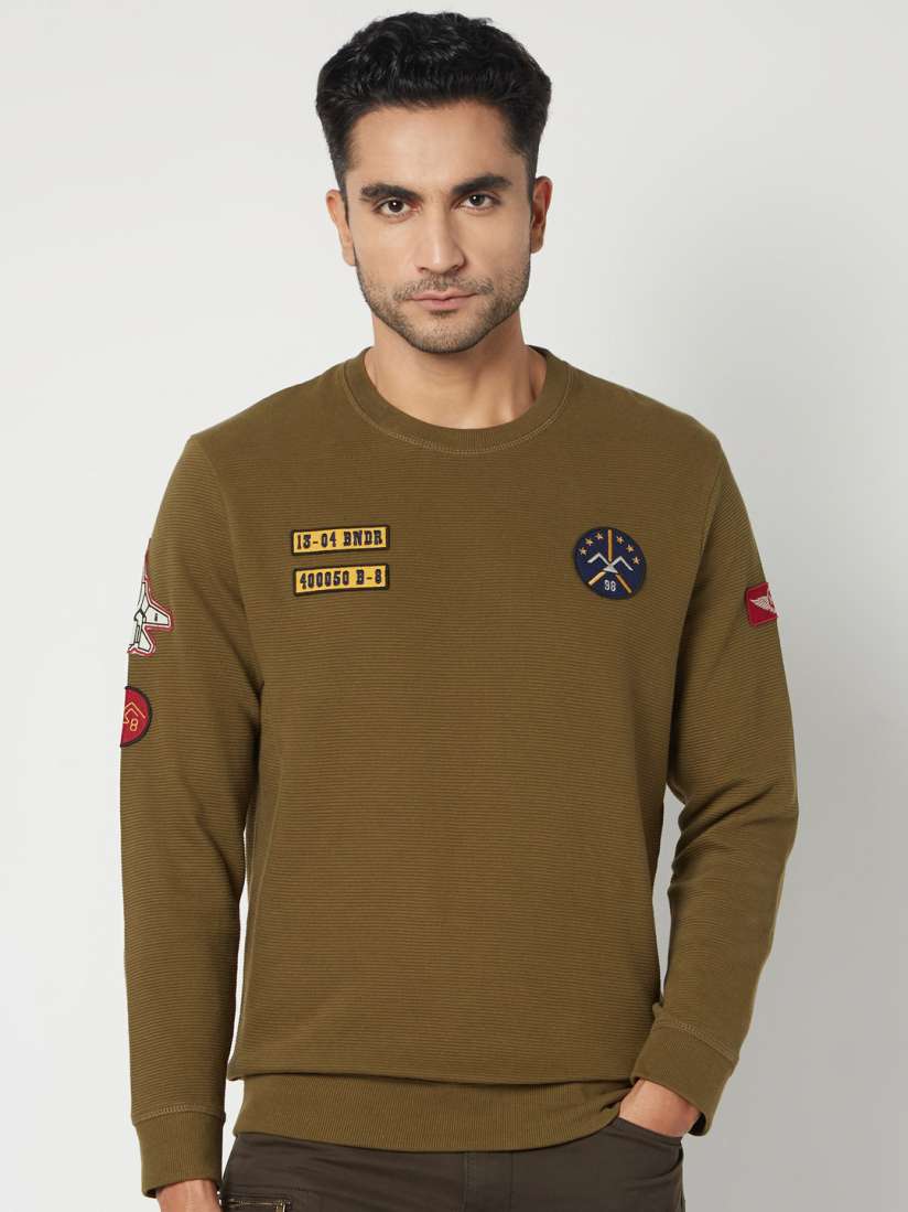 Buy Mufti Round Neck Long Sleeves Cotton Pullover Sweatshirt Sweatshirts for Men 25724232 Myntra