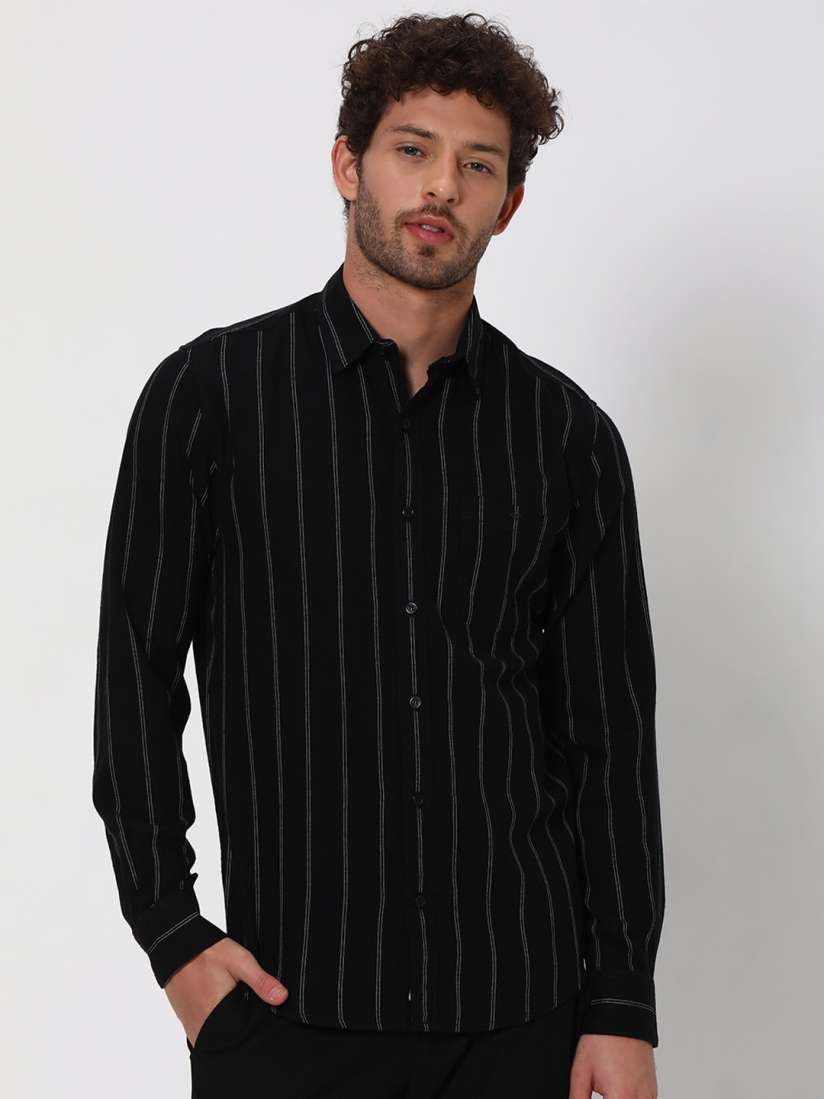 Buy Mufti Striped Twill Slim Fit Cotton Linen Casual Shirt Shirts for Men 25724460 Myntra