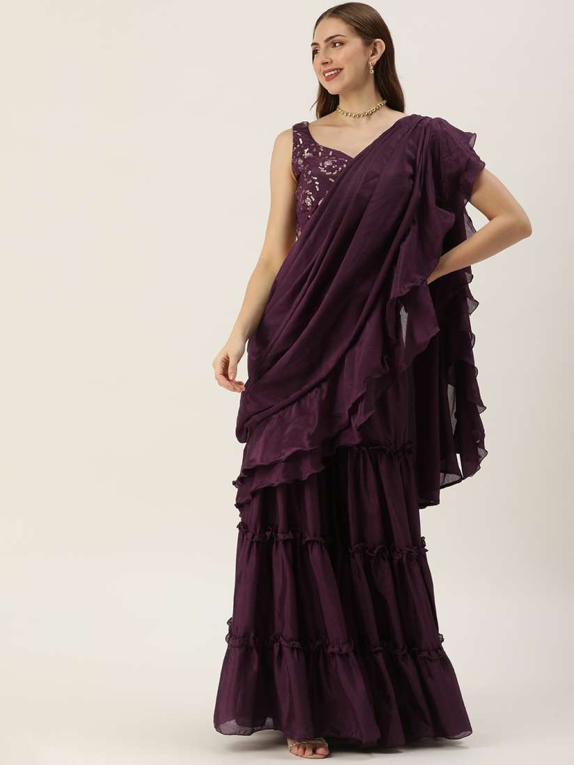 Buy Ethnovog Sequinned Lehenga Saree Sarees for Women 25725512 Myntra
