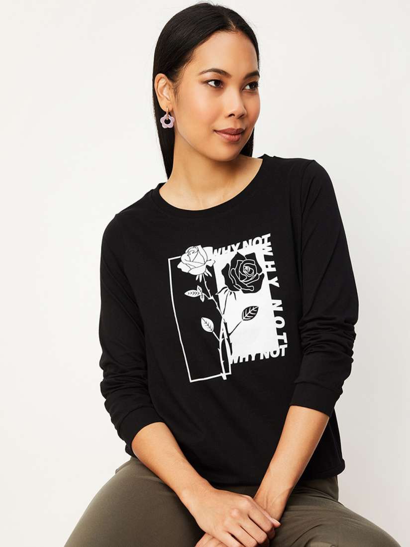 Full sleeve t shirts for womens myntra 2025