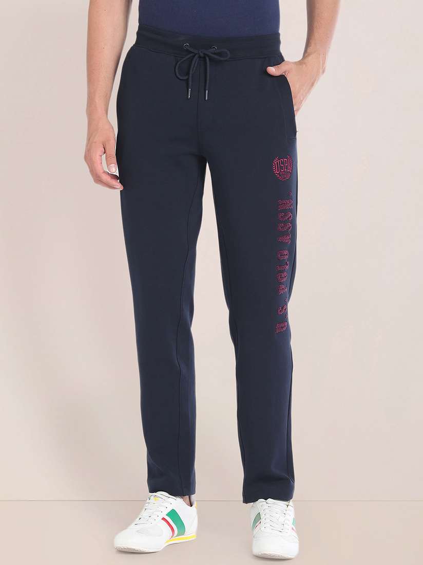 Buy U.S. Polo Assn. Men Straight-Fit Mid-Rise Brand Name Printed Track Pants  - Track Pants for Men 25732948 | Myntra