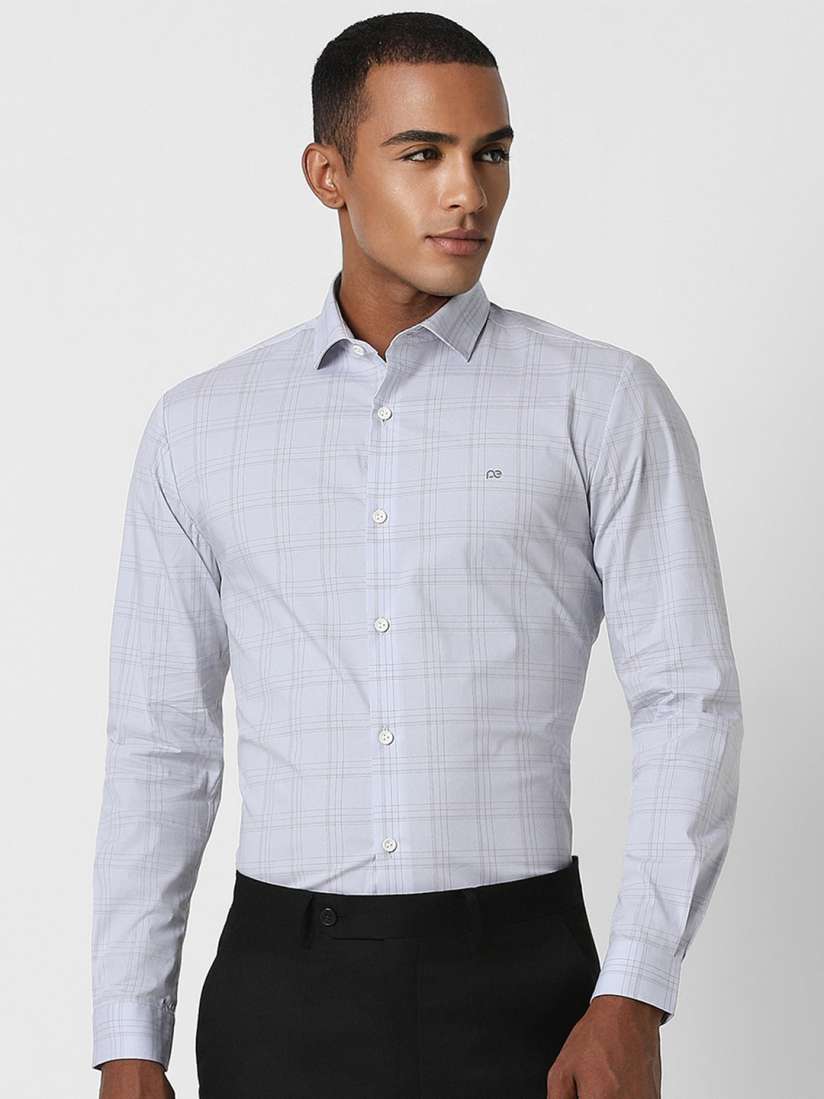 Buy Peter England Men Blue Slim Fit Opaque Checked Formal Shirt Shirts for Men 25733076 Myntra