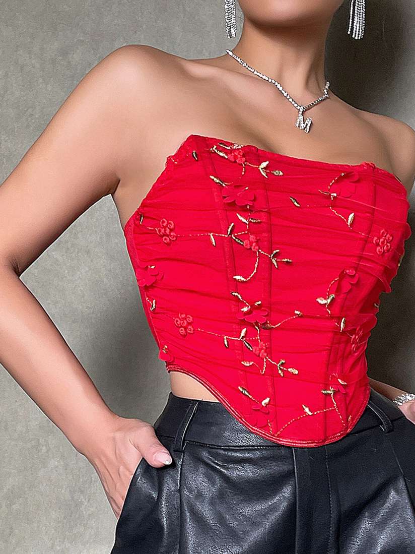 rokh Cropped Corset Bust スパンコールビスチェ rokh Cropped Corset Bust スパンコールビスチェ（Rokh bustier