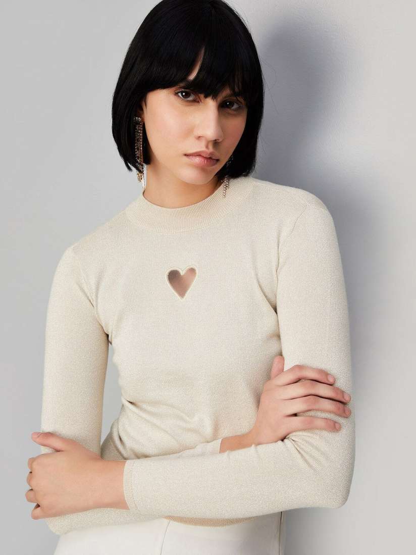Buy max Cut Out Detail Mock Collar Pullover Sweaters for Women 25738000 Myntra