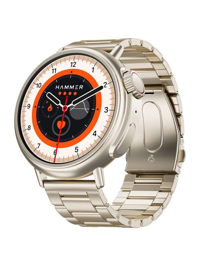 Buy HAMMER Men Metallic Silver Active 3.0 1.39 Inch Round Dial Stainless Steel Smart Watch Smart Watches for Unisex 25739102 Myntra