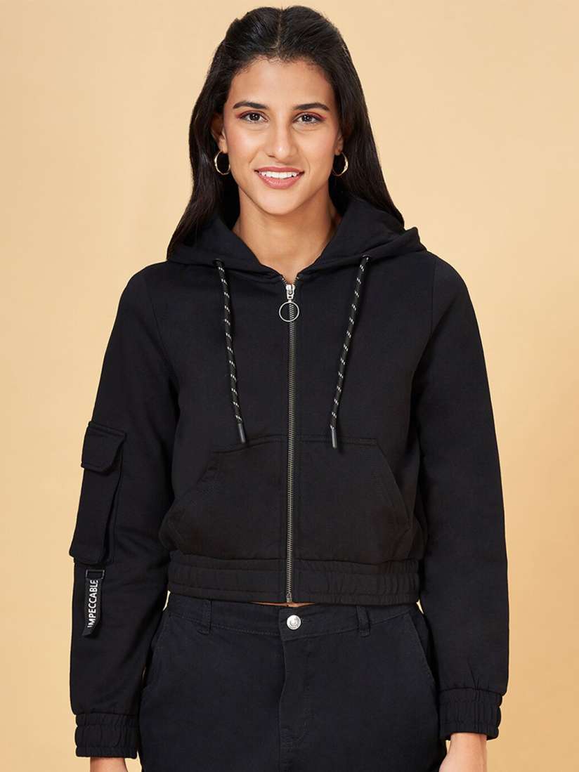 Black hoodie myntra outlet
