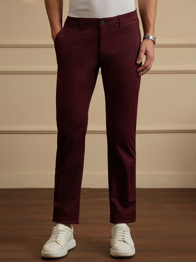 Buy Peter England Casuals Men Slim Fit Cotton Rich Cricket Inspired Casual Trousers Trousers for Men 25747366 Myntra