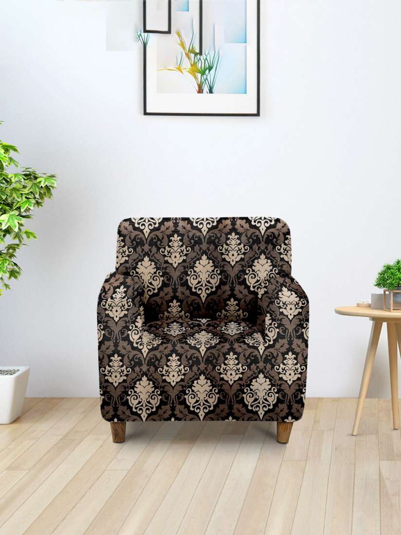 Buy Cortina Brown Printed Stretchable One Seater Sofa Cover Sofa Covers for Unisex 25747386 Myntra