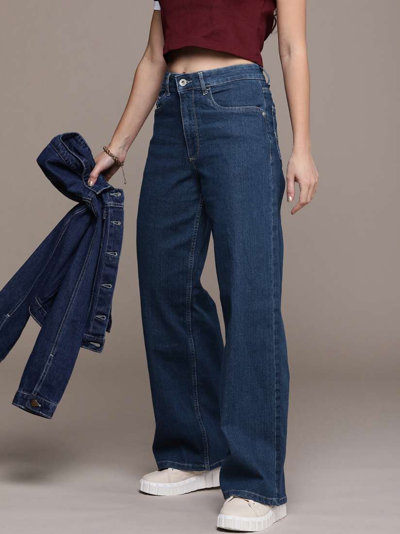 Buy The Roadster Life Co. Women Wide Leg High Rise Light Fade Stretchable Jeans Jeans for Women 25750012 Myntra