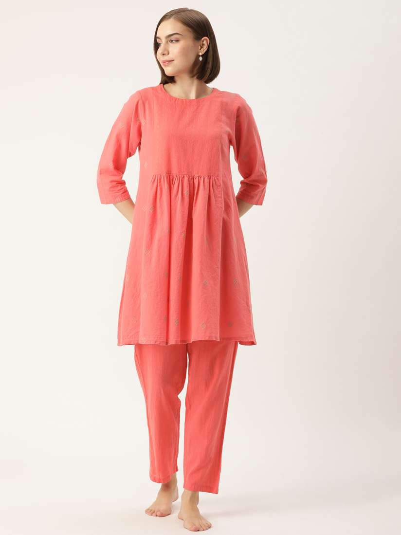Buy Clt.s Women Abstract Printed Pure Cotton Longline Night suit Night suits for Women 25758524 Myntra
