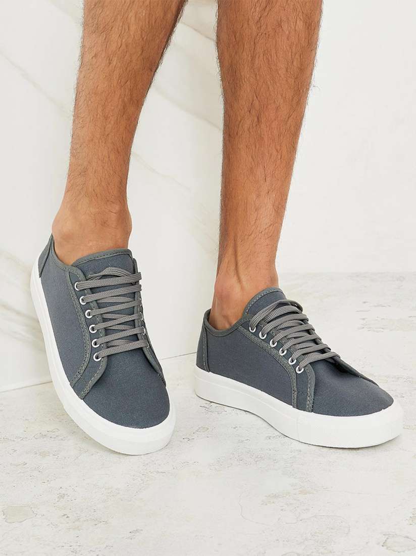 Buy Styli Men Grey White Curtis Canvas Contrast Sole Lace Up Sneakers Casual Shoes for Men 25762128 Myntra