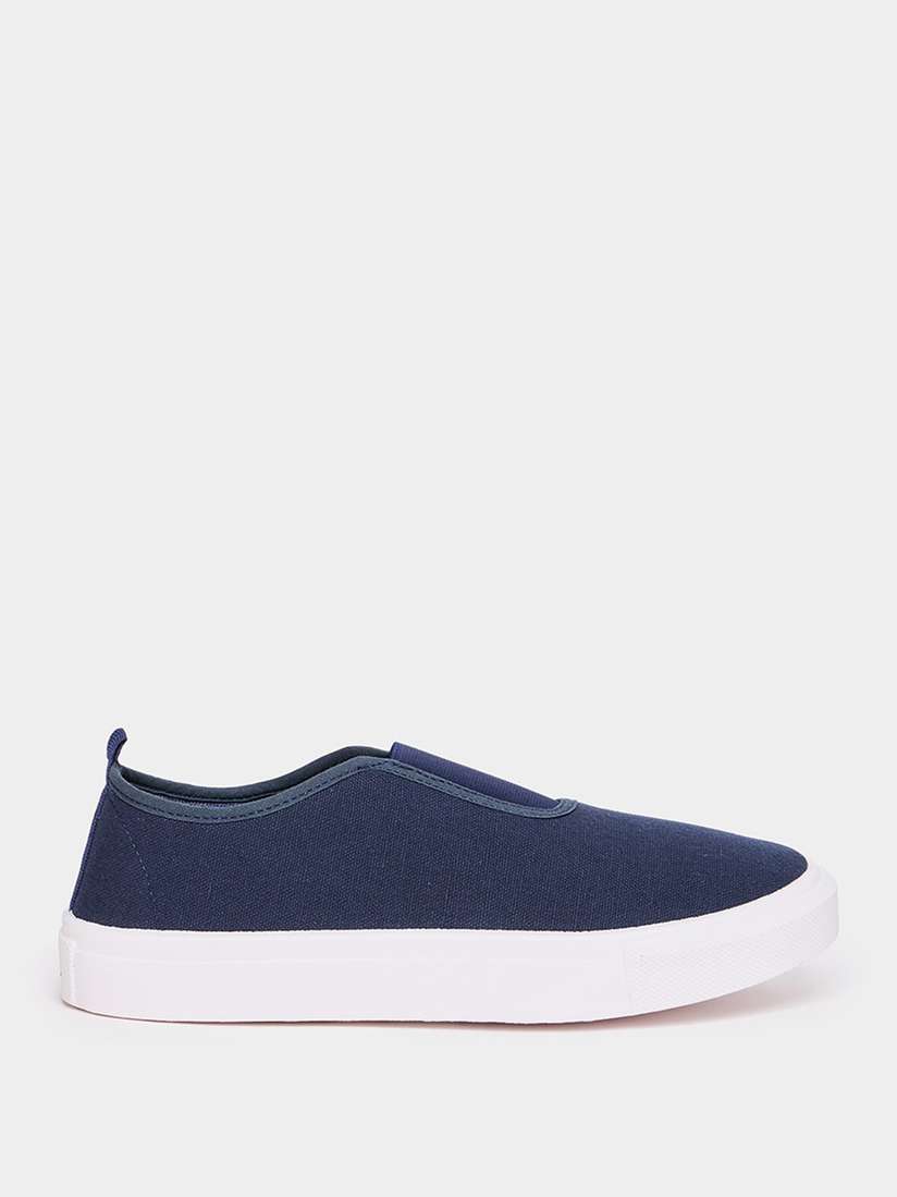 Ajio Black Gusset Plimsolls Slip On Plimsolls Slip-On Plimsolls