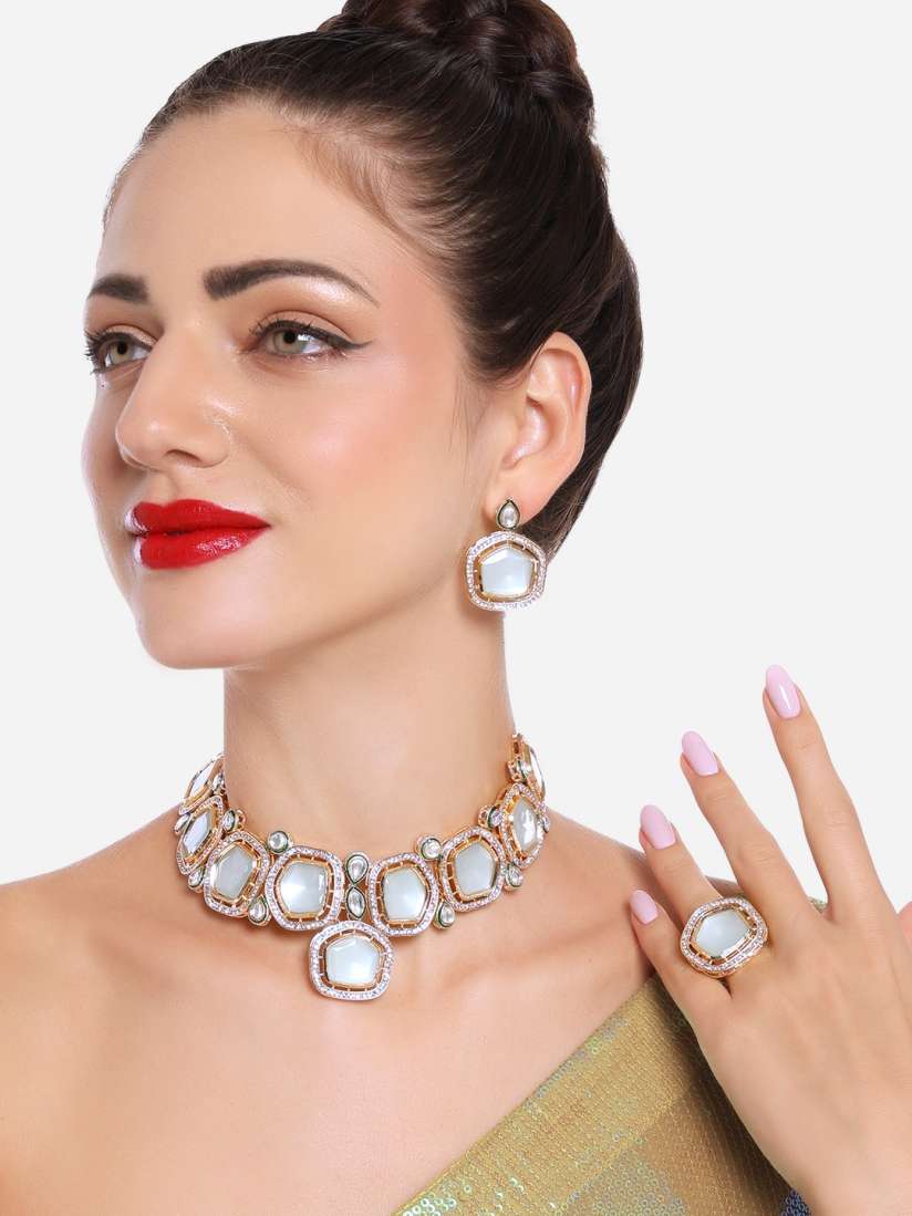 Zaveri pearls pearl choker necklace set cheap