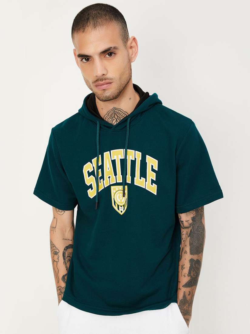 Buy max Typography Printed Hooded Cotton T shirt Tshirts for Men 25775716 Myntra