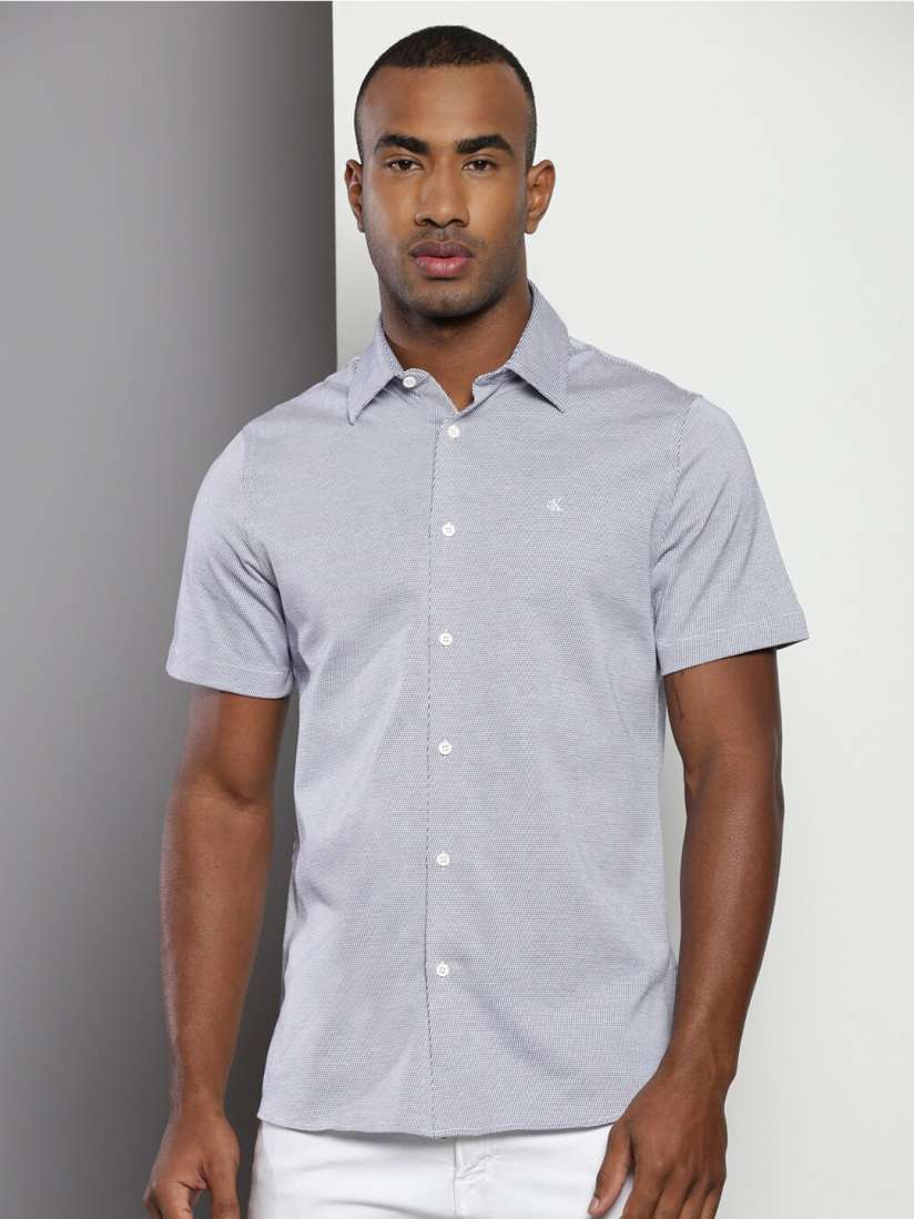 Buy Calvin Klein Slim Fit Micro Ditsy Printed Pure Cotton Knitted Casual Shirt Shirts for Men 25780328 Myntra