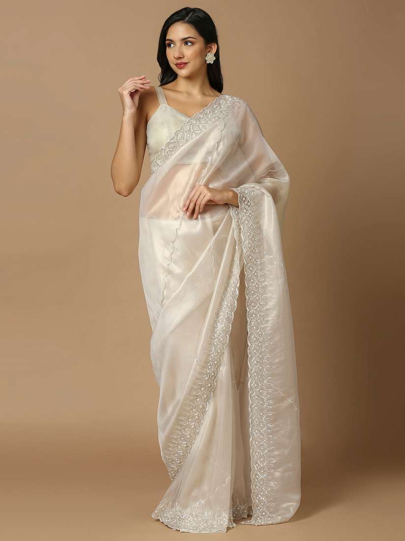 Buy SALWAR STUDIO Embroidered Organza Saree Sarees for Women 25780806 Myntra