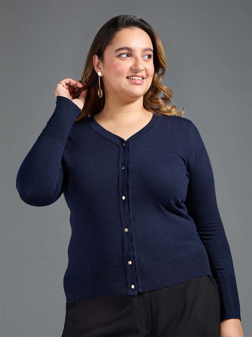Navy blue cardigan sweater plus size outlet