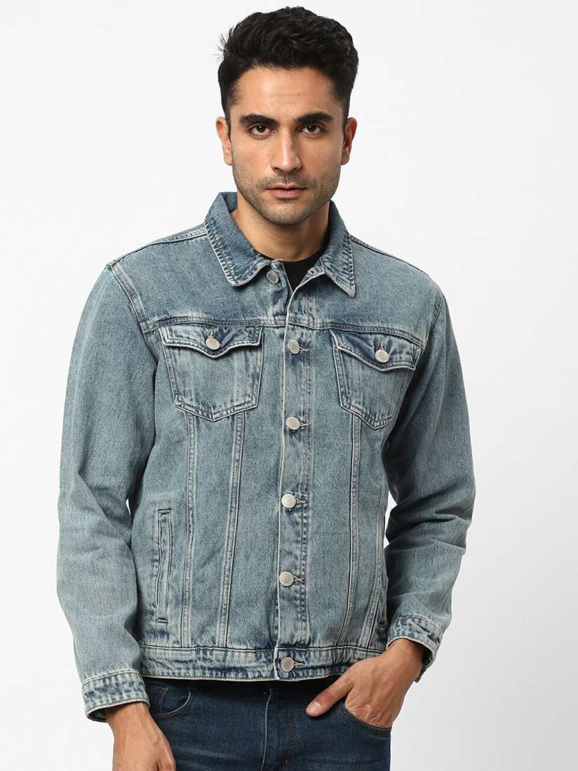 Buy R B Spread Collar Cotton Denim Jacket Jackets for Men 25785468 Myntra
