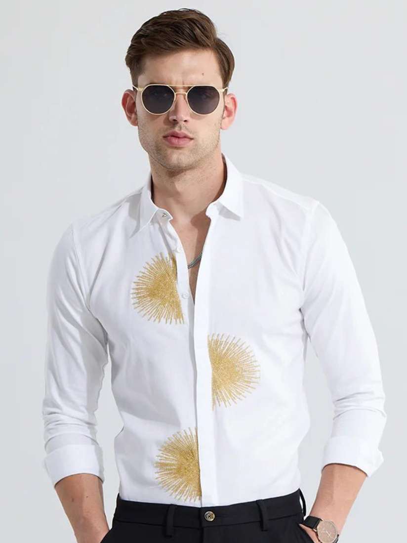 Buy Snitch White Classic Slim Fit Embellished Party Shirt Shirts for Men 25785860 Myntra