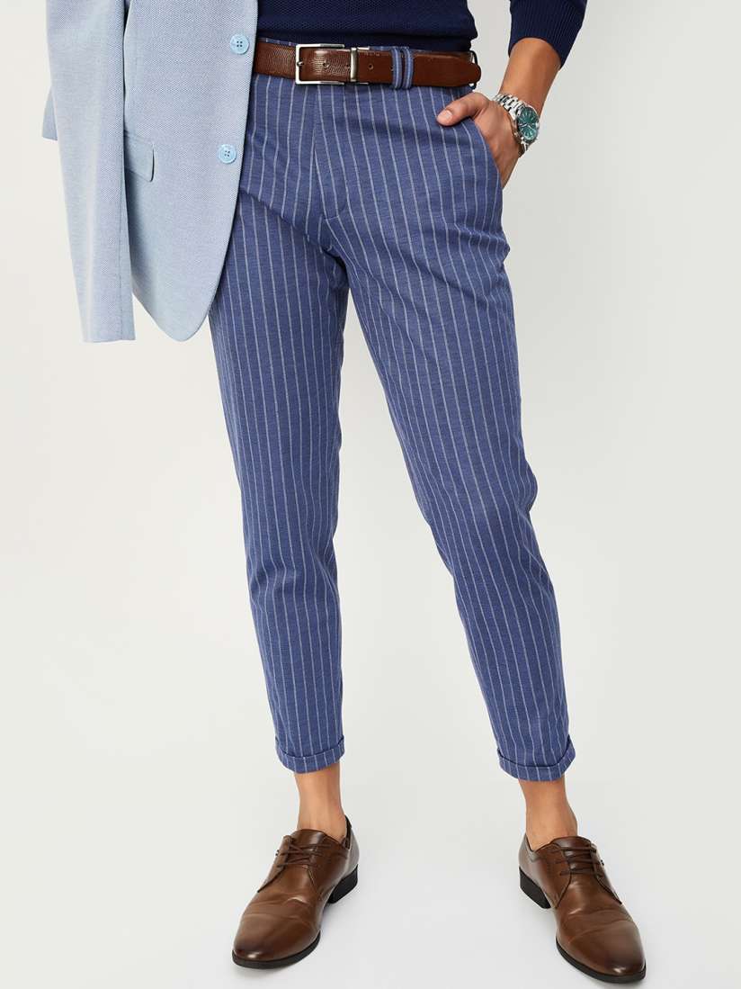 Mens striped cropped trousers outlet