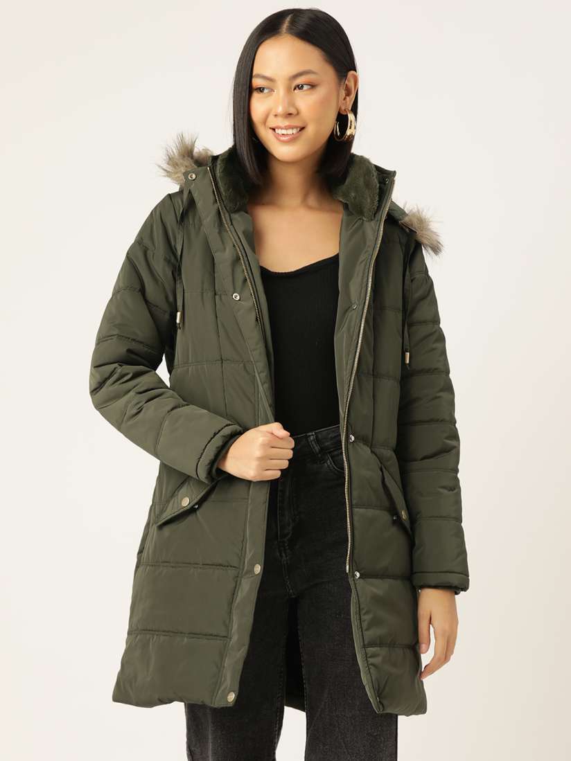 Buy Okane Women Longline Parka Jacket with Detachable Hood Jackets for Women 25806844 Myntra