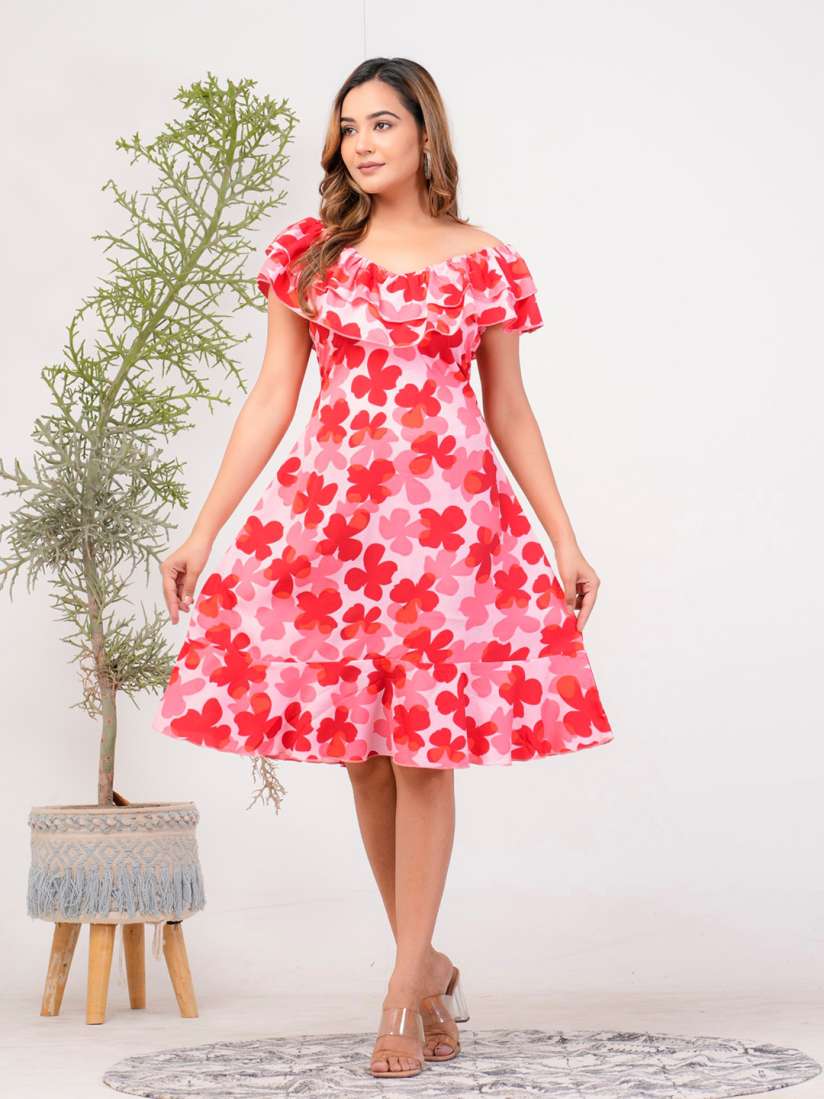 Buy Riara Floral Printed Off Shoulder Ruffled A Line Dress Dresses for Women 25808956 Myntra