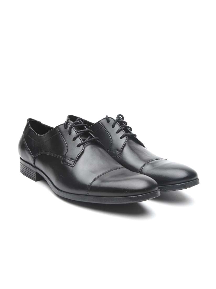 Buy Clarks Men Black Conwell Cap Black Leather Derbys Formal Shoes for Men 2580904 Myntra